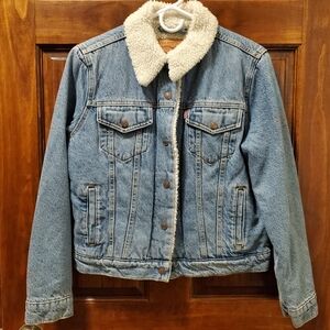 Levi's Blue Denim Jacket with Sherpa Collar